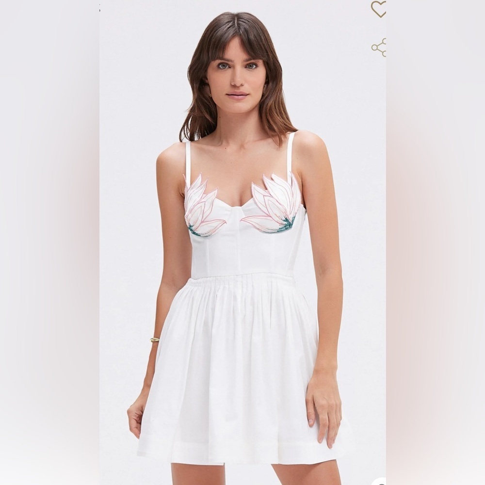 NWT PATBO Bruma mini dress in white - floral beaded - size small (4)